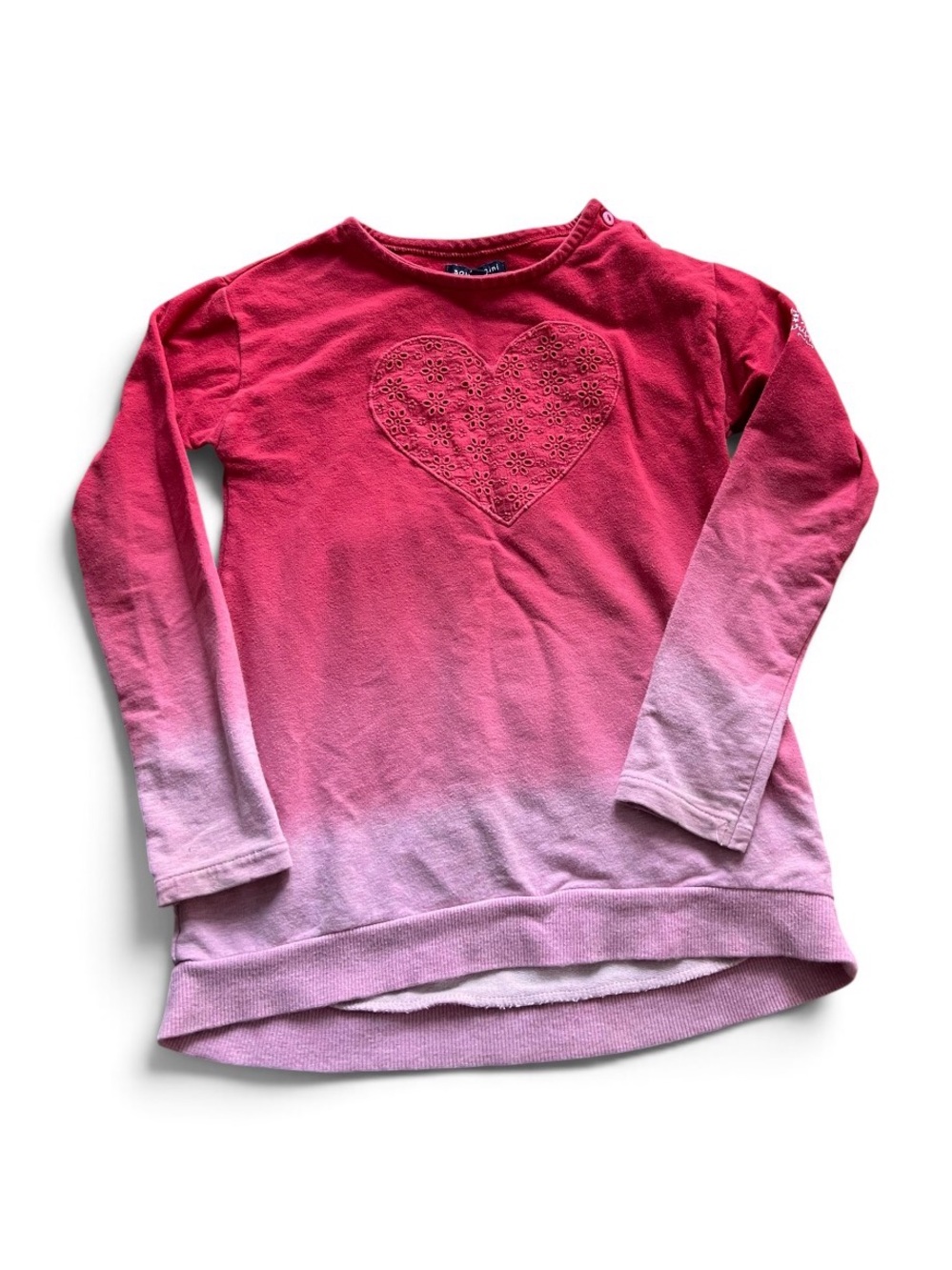 Girls Ombre Pink Heart Long-Sleeve Top